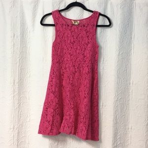 Free People hot pink lace dress with slip